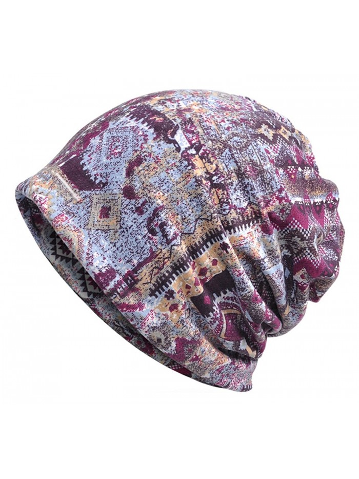 Jemis Womens Cotton Chemo Hat Beanie Scarf - Beanie Cap Bandana For Cancer - Purple - CF1873I5DXC