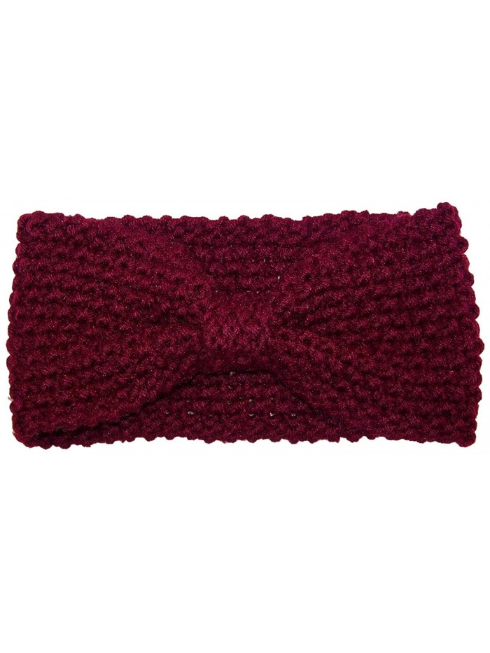 Best Winter Hats Adult Crochet Bow Knot Headband/Ear Warmer (One Size) - Maroon - C511OZ4HN9P