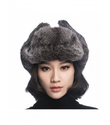 URSFUR Unisex Aviator Winter Trooper - Silver Grey With Grey Rabbit Fur - CS120I2NZET