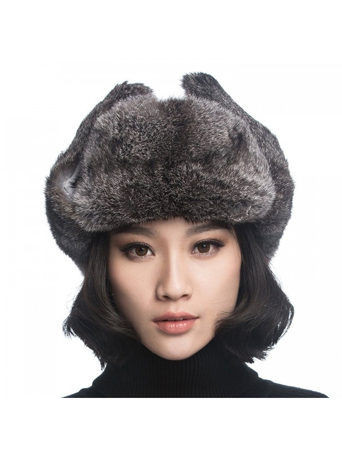 URSFUR Unisex Aviator Winter Trooper - Silver Grey With Grey Rabbit Fur - CS120I2NZET