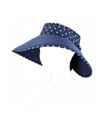 Girl Lady Foldable Polka Dot Ribbon Straw Wide Brim Floppy Sun Hat ...