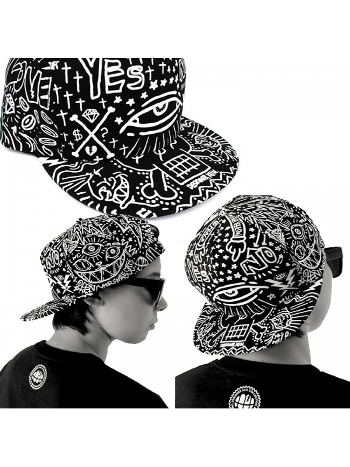 Shensee Neutral Retro Baseball Flat Bill Hat Hippie Eye Hiphop Adjustable Cap - CL126OXR4EX