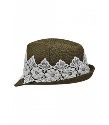 Luxury Divas Olive Woven Fedora