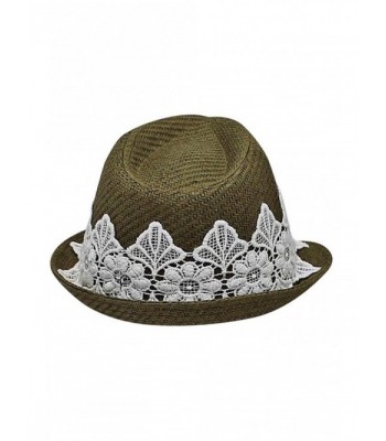 Luxury Divas Olive Woven Fedora in Women's Fedoras