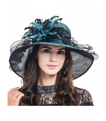 HISSHE Women Feather Kentucky Derby Tea Party Baptism Church Dress Hat S041-A - Green - C017XW8QOGU