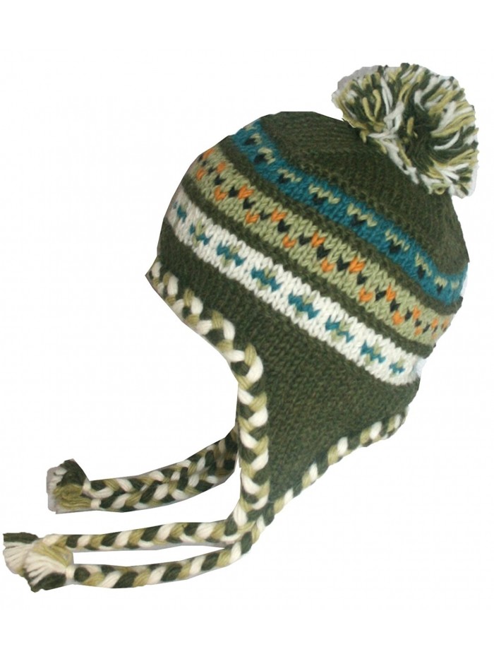 1401 Unisex Crochet Wool Agan Traders Knit Wool Hat OR Mitten OR Folding Mitten - Hat - Green - CN12NRUOXWM