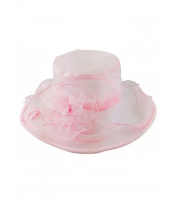 Nanxson TM Ladies Sun Hat Church Wide Brim Vintage Tea Party Wedding Flower Derby Cap - Pink - CW17YX6EXIC