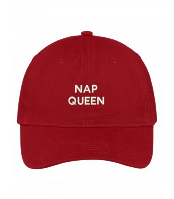 Trendy Apparel Shop Nap Queen Embroidered Brushed Cotton Adjustable Cap Dad Hat - Red - CS12MS0CQCB