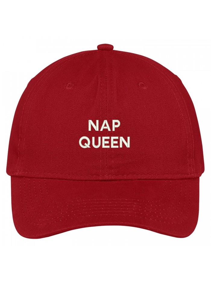 Trendy Apparel Shop Nap Queen Embroidered Brushed Cotton Adjustable Cap Dad Hat - Red - CS12MS0CQCB