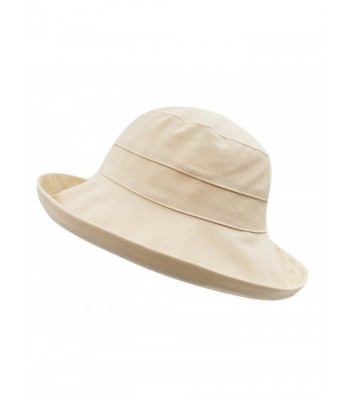 Women's Summer Wide Brim Cotton Bucket Sun Hat With Inner Drawstring ...