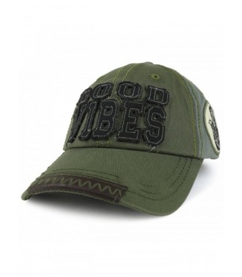 Trendy Apparel Shop Good Vibes 3D Letter Embroidered Two Tone Unstructured Baseball Cap - Olive - CO1879258CY