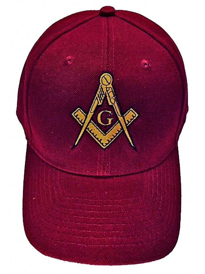 Mason Hat Maroon Embroidered Masonic Lodge Baseball Cap - CF11DJ3BJP7