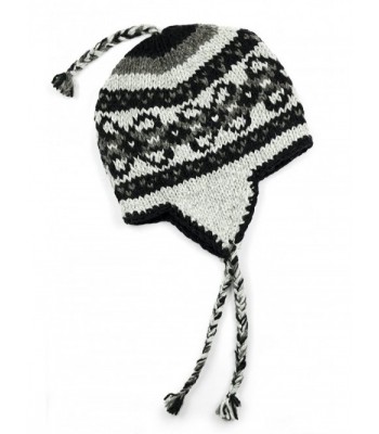 TCG Women's Hand Knit Wool Vintage Pattern Sherpa Hat - CW11PVF5WYF