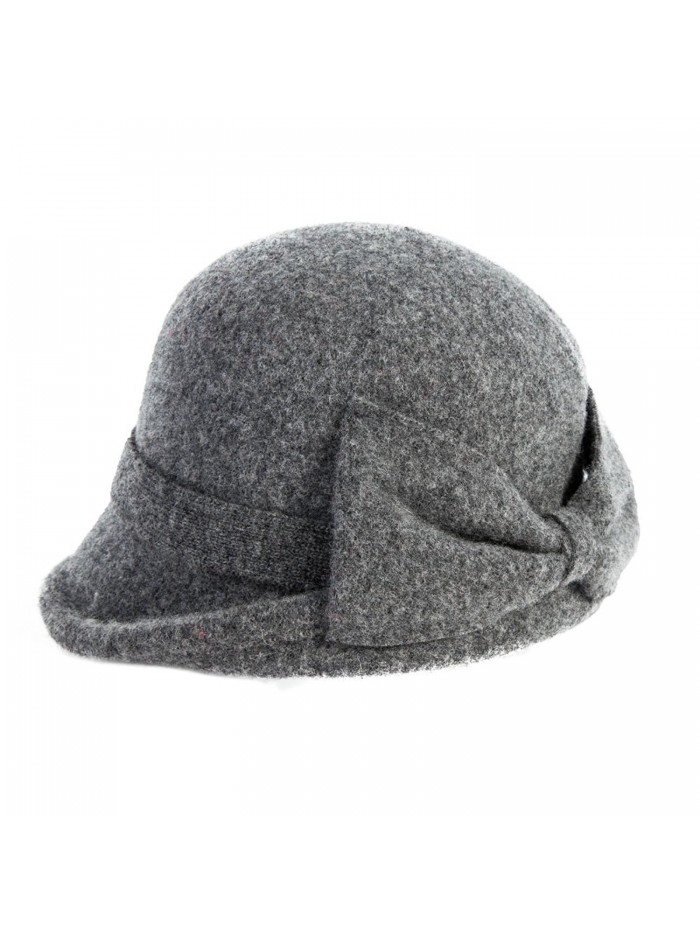 SIGGI Womens 1920s Vintage Wool Felt Cloche Bucket Bowler Hat Winter Crushable - 16209_grey - C512MYCY69F