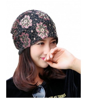 Lujuny Lace Beanie Caps - Women Hats For Cancer Chemo Patients- hairloss- Outdoor - Flower Pink - CA185QOSLGD