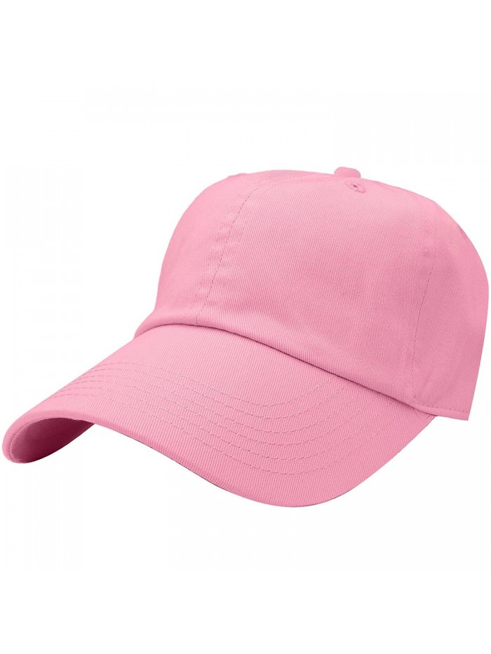 Falari Classic Baseball Cap Dad Hat 100% Cotton Soft Adjustable Size - Light Pink - CI11AT3SSWB