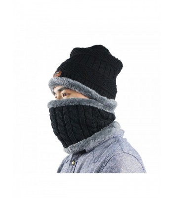 Beanie Hat Scarf Set Thick Knit Hat Warm Fleece Lined Scarf Winter Hats Snow Ski Skull Cap for Men Women - CA187WKQW80