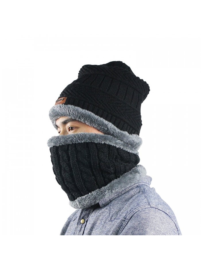 Beanie Hat Scarf Set Thick Knit Hat Warm Fleece Lined Scarf Winter Hats Snow Ski Skull Cap for Men Women - CA187WKQW80