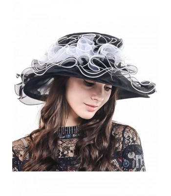 Kentucky Derby Church Dress Wedding Floral Tea Party Hat S021-A - Black&white - CZ12OBLD9P6