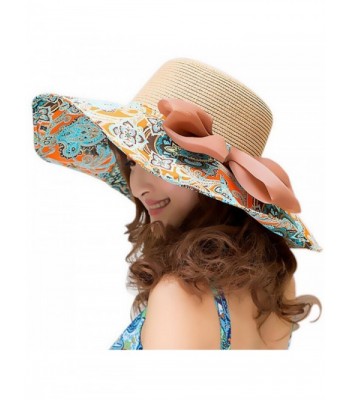 Beach Hats for Women Floppy-Wide Brim Foldable Straw Sun Hat - Khaki - CK12EJV9GF7