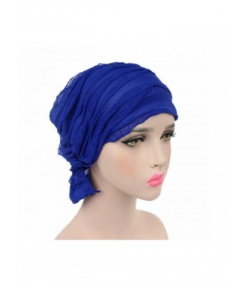 Chemo Cancer Head Scarf Hat Cap Ethnic Cloth Turban Headwear Women's Ruffle Beanie Scarf - Blue - CG1822ZYDXG