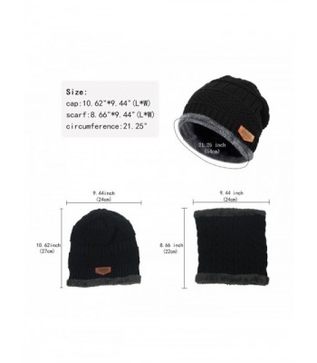 Beanie Hat Scarf Set Thick Knit Hat Warm Fleece Lined Scarf Winter Hats ...