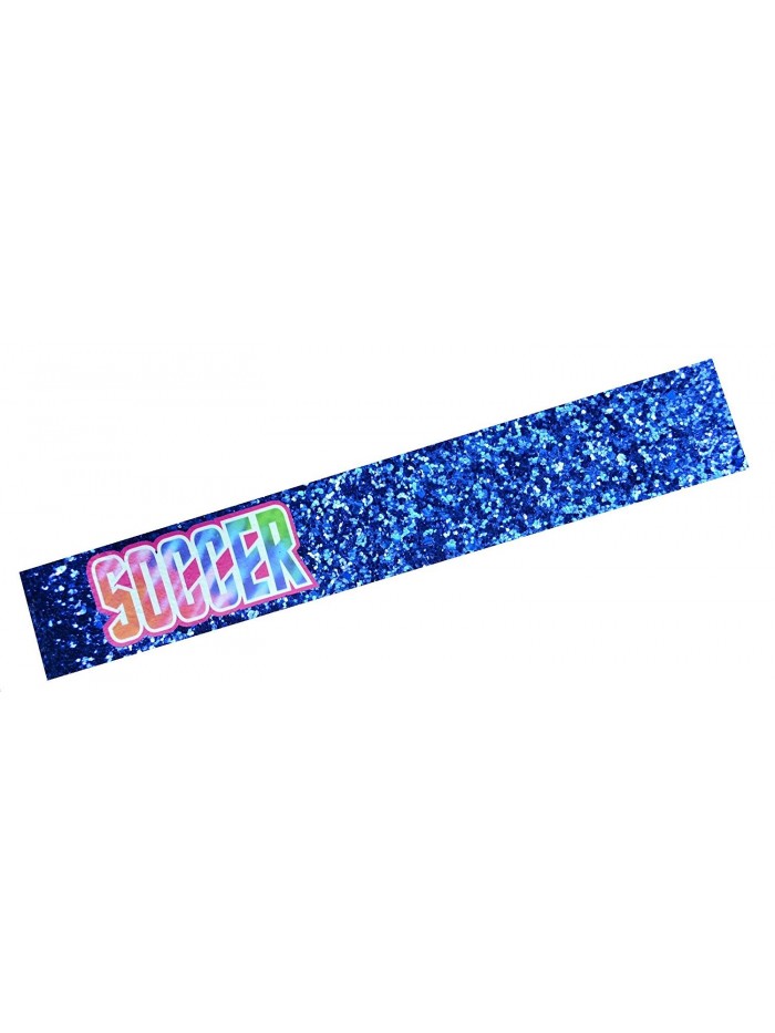 Girls Tie Dye SOCCER Elastic Glitter Headband by Funny Girl Designs - Royal Blue - CO11UDA2AKP