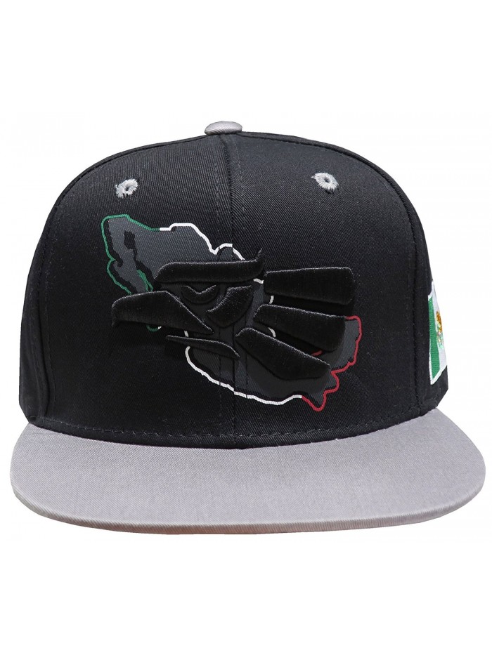 Leader of Generation Hecho EN Mexico Mexican Flag States Eagle Flatbill Snapback Hat - Mex07 Black/Grey - C3185TE93YZ