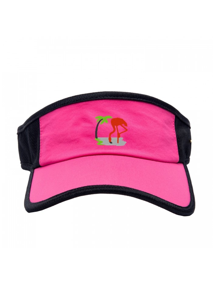 Women Flamingos Embroidered Hat Summer Beach Hat - Pink - CM182EUKEQG