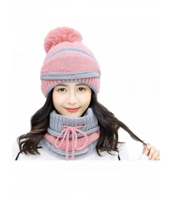 JAYLINNA 3 in 1 Winter Fur Hats for Women Girls Warm Knitted Beanie Skull Caps - 2 - C5188KY3TN0