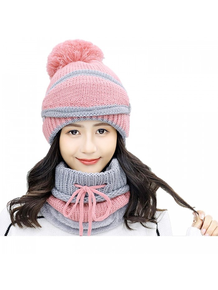 JAYLINNA 3 in 1 Winter Fur Hats for Women Girls Warm Knitted Beanie Skull Caps - 2 - C5188KY3TN0