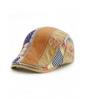 GTI Men Beret Hat Cotton Washed Buckle Adjustable Newsboy Cabbie Golf Cap - Beige - CI17YC7L4IM