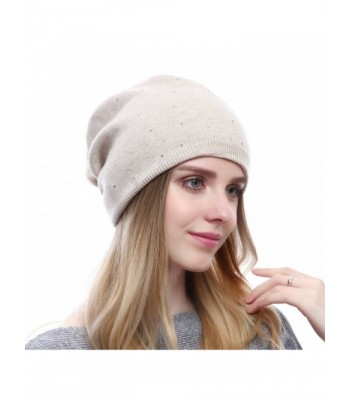 QUEENFUR Winter Cap For Women - Warm Wool Hat Cashmere Caps Knit Solid Beanies Hats - Style2-beige - CV185TI8X40