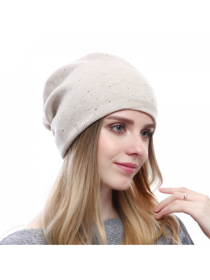 QUEENFUR Winter Cap For Women - Warm Wool Hat Cashmere Caps Knit Solid Beanies Hats - Style2-beige - CV185TI8X40