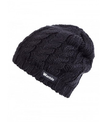 Wantdo Women's Knitted Soft Chunky Beanie Cap - Black - C8184YLAD5N