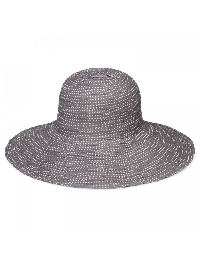 wallaroo Women's Petite Scrunchie Sun Hat - UPF 50+ - Crushable - Grey/White Dots - CN12O3XC66C
