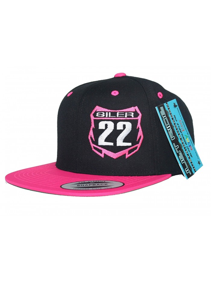 JUST RIDE Custom Personalized Motocross Number Hat Flat Bill Snapback - Pink/Black - CT12CGJXR1D