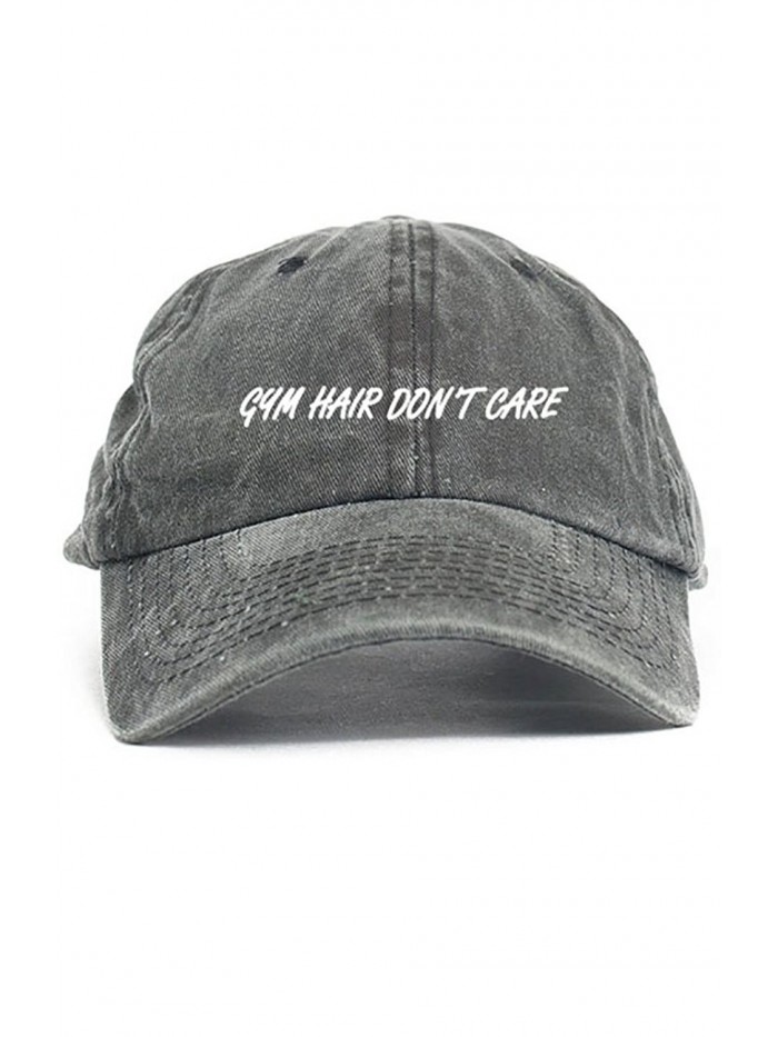 Gym Hair Don't Care Custom Unstructured Dad Hat-Black Denim - CH12NVBRJTF