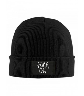 Cool Beanie Fuck Off Logo Knitted Beanies - Black - CN12M5CJEKJ