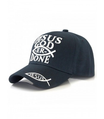 Jesus GOD ER Done Christian Embroidered Adjustable Baseball Cap Hat - Navy - CF12HHYR015