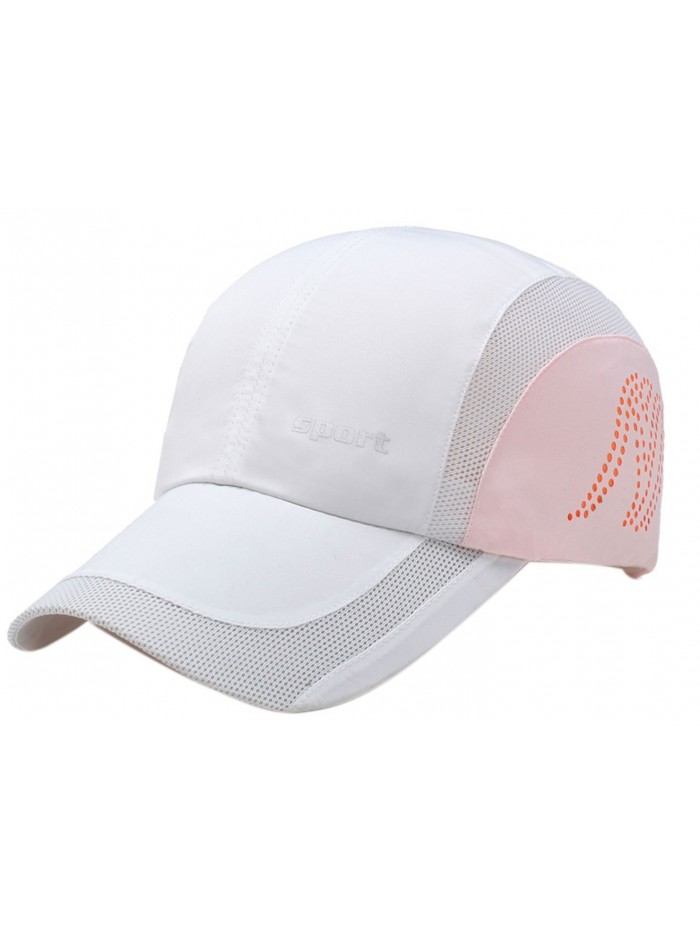 Panegy Men Women Sports Hat Quick Drying Mesh Sun Cap Lightweight Sun Runner Cap - White - CF17YZNOU5Y