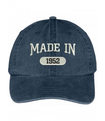 Trendy Apparel Shop 66th Birthday - Made In 1952 Embroidered Low Profile Washed Cotton Baseball Cap - Navy - CG12GZC1OR1