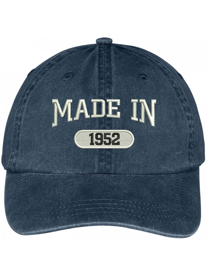 Trendy Apparel Shop 66th Birthday - Made In 1952 Embroidered Low Profile Washed Cotton Baseball Cap - Navy - CG12GZC1OR1