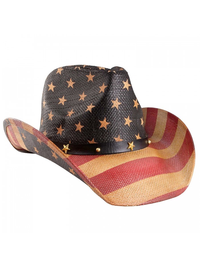 Shapeable Straw Western Cowboy Hat- Vegan Leather Trim W/ Bead Design ...