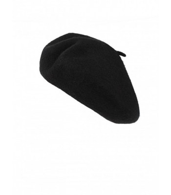 Choies Women's Or Men Wool Beret Hat-Solid Classic French Beanie Beret Hat - Black - CC1890E5SL9