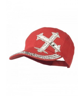 Rhinestone Cross Jeweled Cap - Brown - CI11VLHLSP9