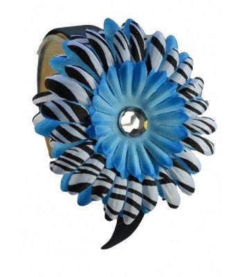 Girls Zebra Print Daisy Arch Headband - Turquoise - CH11856FVZH