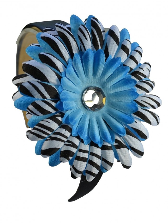 Girls Zebra Print Daisy Arch Headband - Turquoise - CH11856FVZH