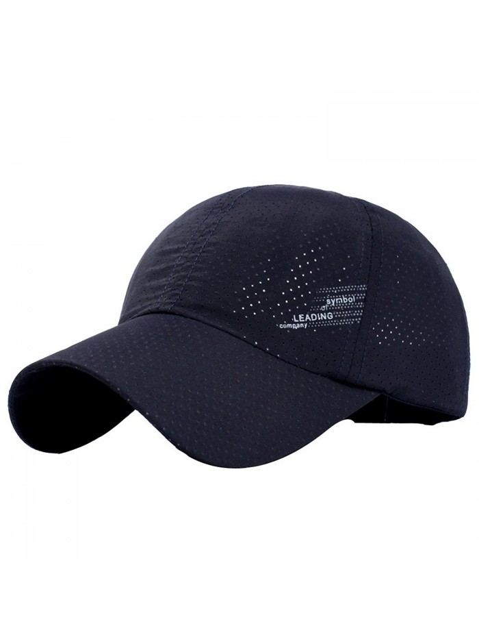 Womens Mens Breathable Running Golf Tennis Travel Baesball Quick-dry Sun Cap Hat - Dark Blue - CJ183GQRUMK