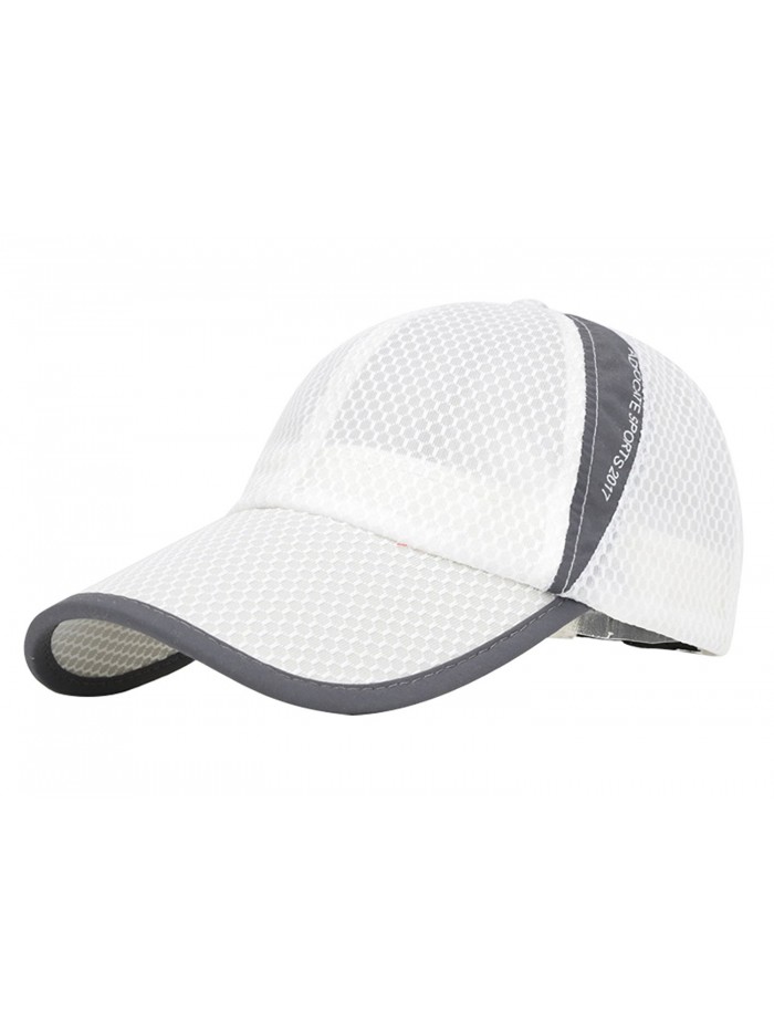 Panegy Unisex Mesh Brim Tennis Cap Outside Sunscreen Quick Dry Adjustable Baseball Hat - White - C4182TIG3II